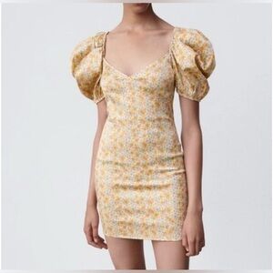 Zara mini dress with oversi puff sleeves